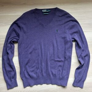 Polo Ralph Lauren Men's Purple V-Neck Pima Cotton Sweater Size M